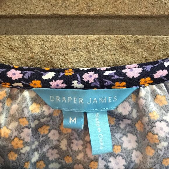 Draper James Tie Neck Flounce Shift Dress Purple ditsy floral print Medium - Picture 6 of 11